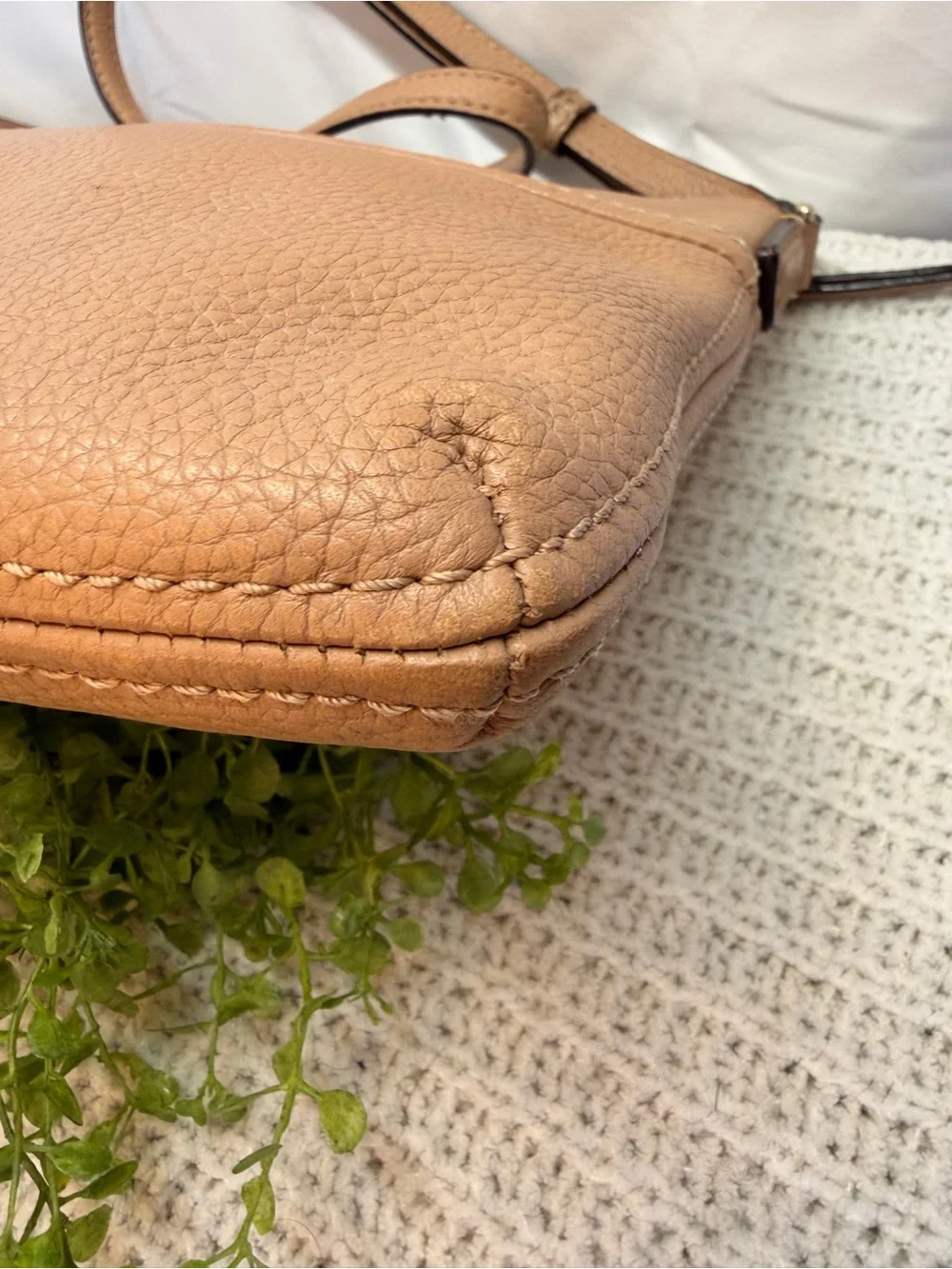 kate spade Tan Pebbled Leather Crossbody with Gold Hardware